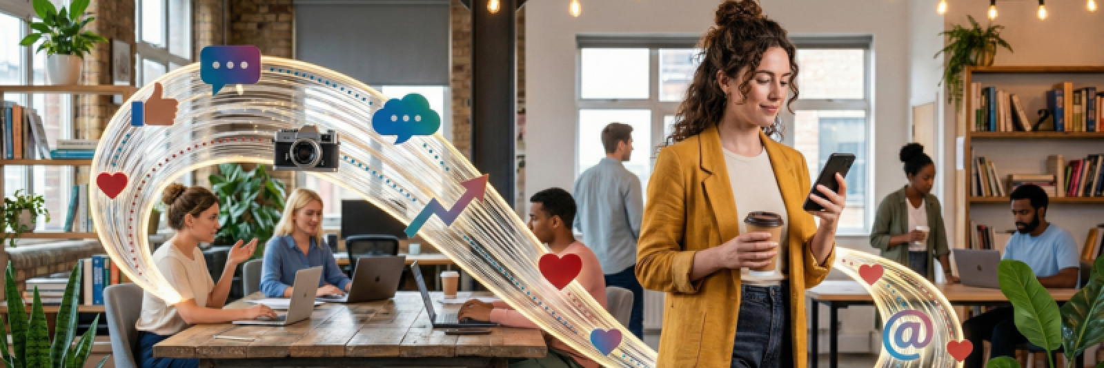 Vrouwelijke ondernemer in coworking kantoor